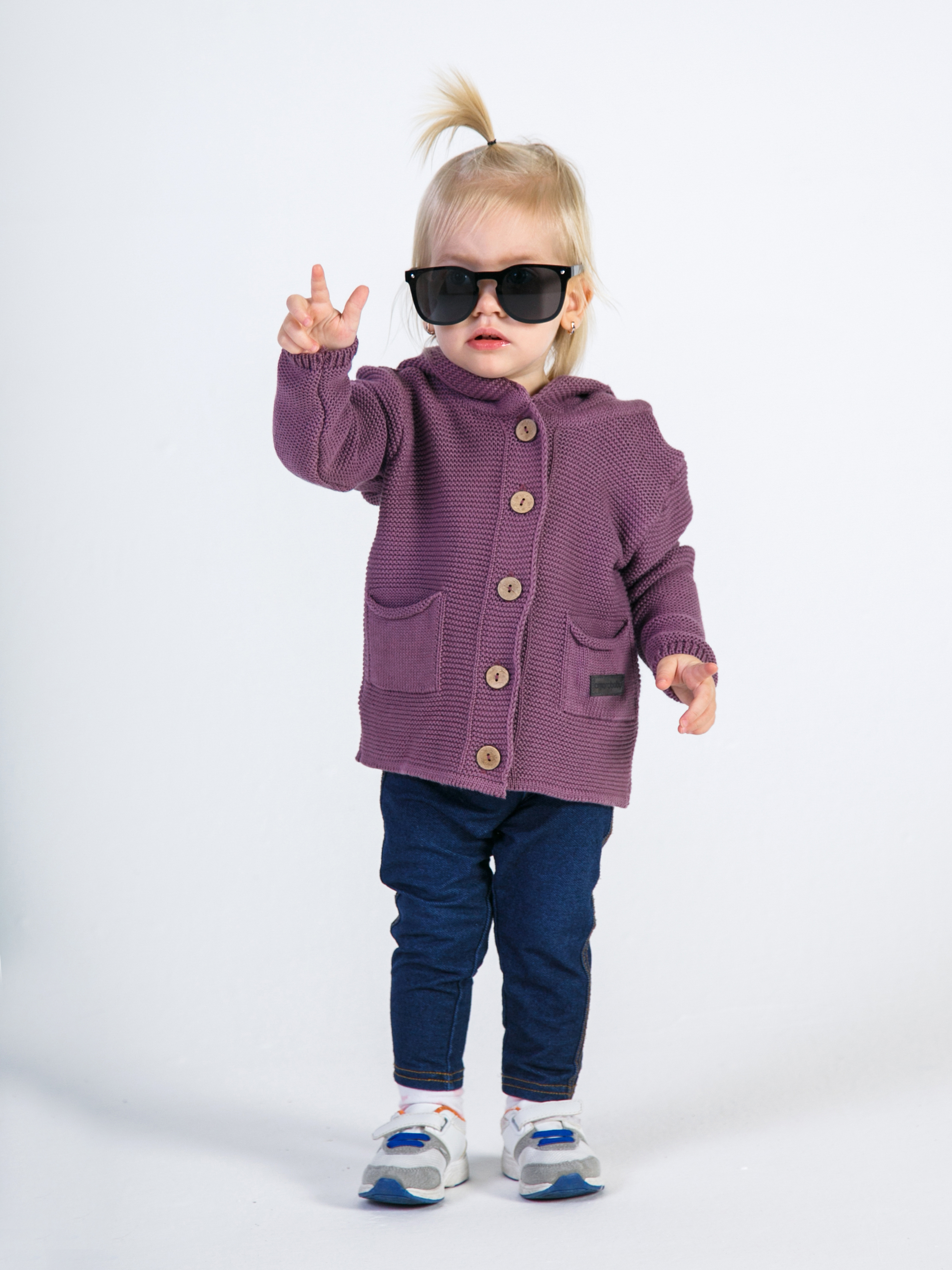 Кофточка детская с капюшоном Pure Love фиолетовый, размер 86