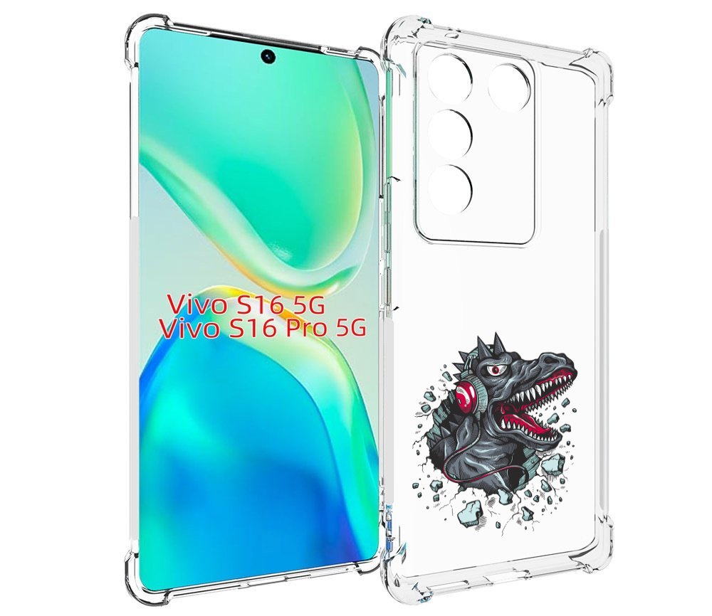 

Чехол MyPads Нарисованный динозавр в наушниках для Vivo S16 5G / S16 Pro 5G / V27 / V27..., Tocco