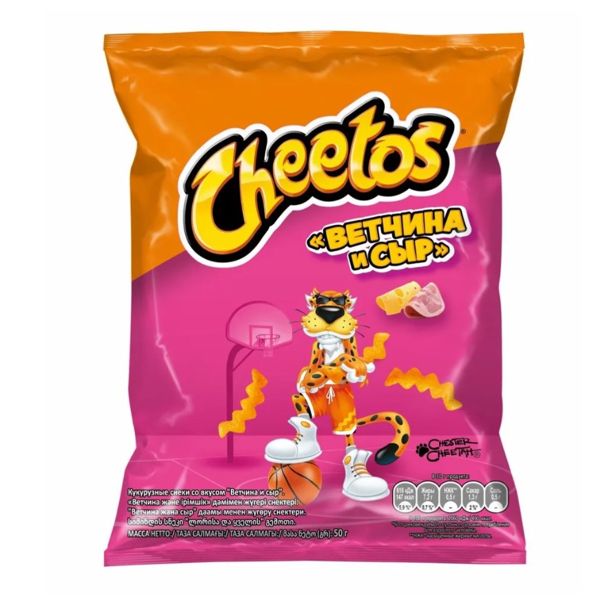 Снэки кукурузные Cheetos со вкусом ветчины и сыра 24x50 г 1538₽