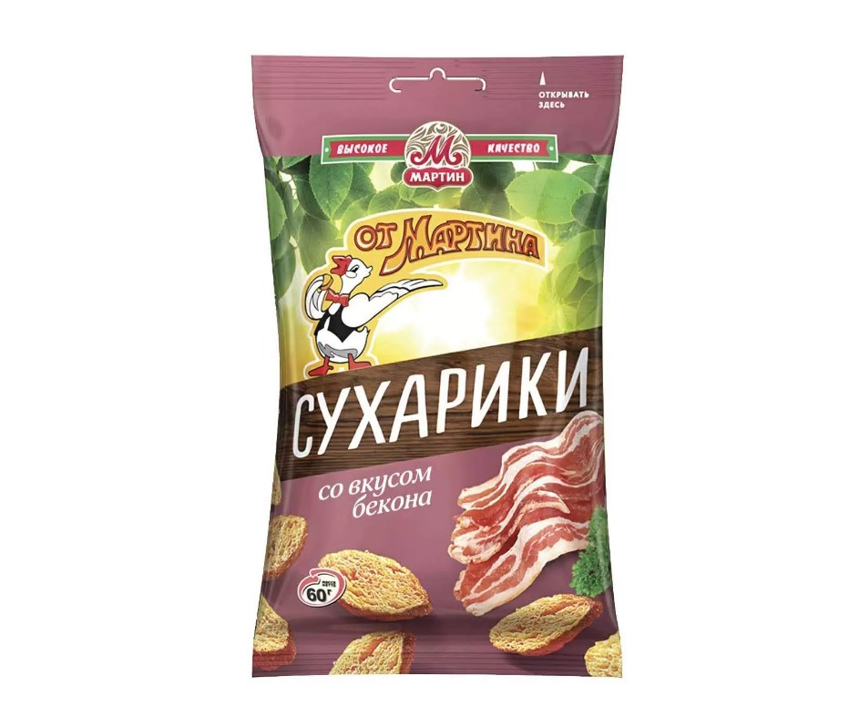 Сухарики От Мартина со вкусом бекона, 24x60 г Россия