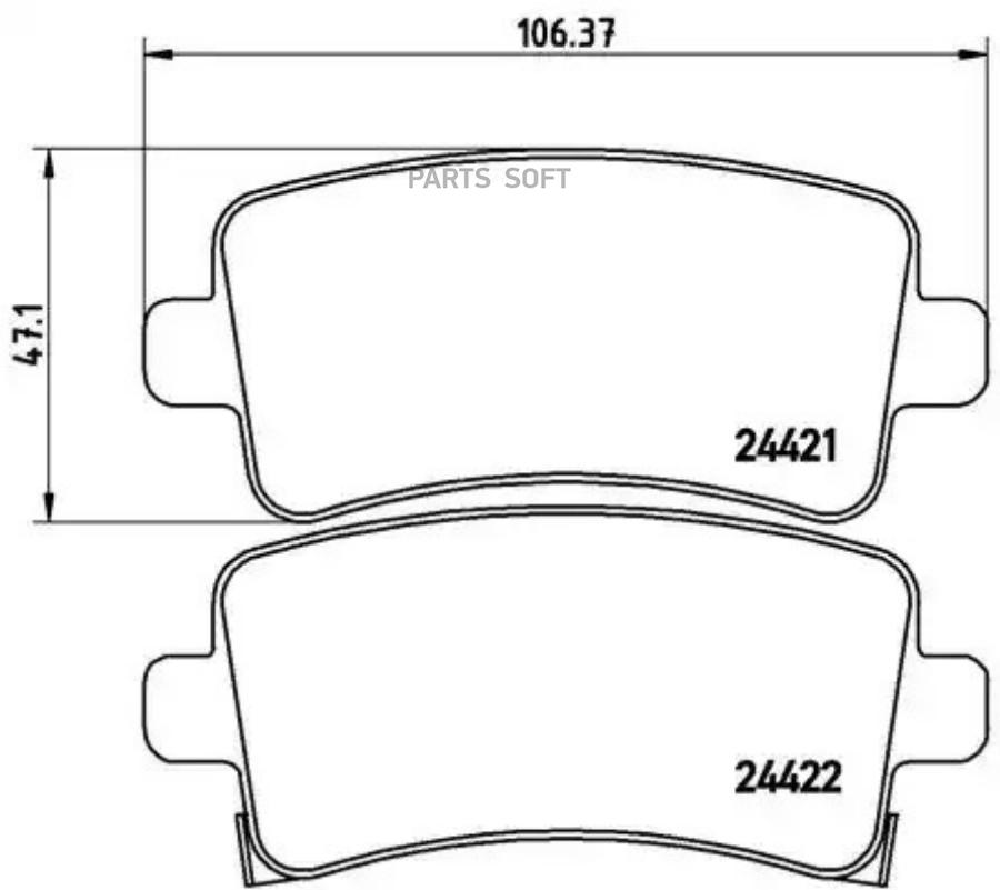 

Колодки торм.зад. OPEL Insignia, SAAB 9-5 1.4-2.8 08-> BREMBO