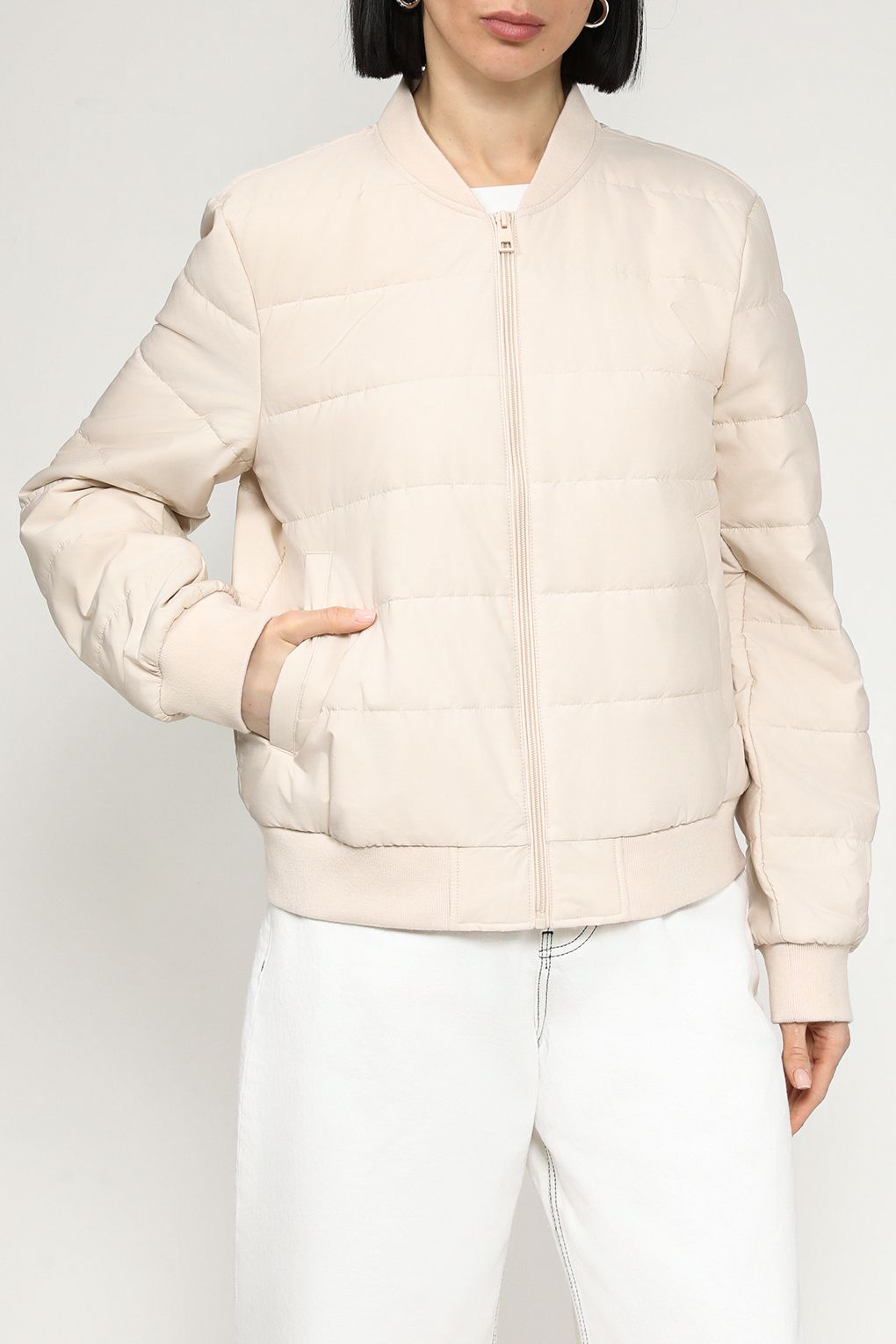 

Бомбер женский Esprit Casual 014EE1G367 бежевый S, 014EE1G367