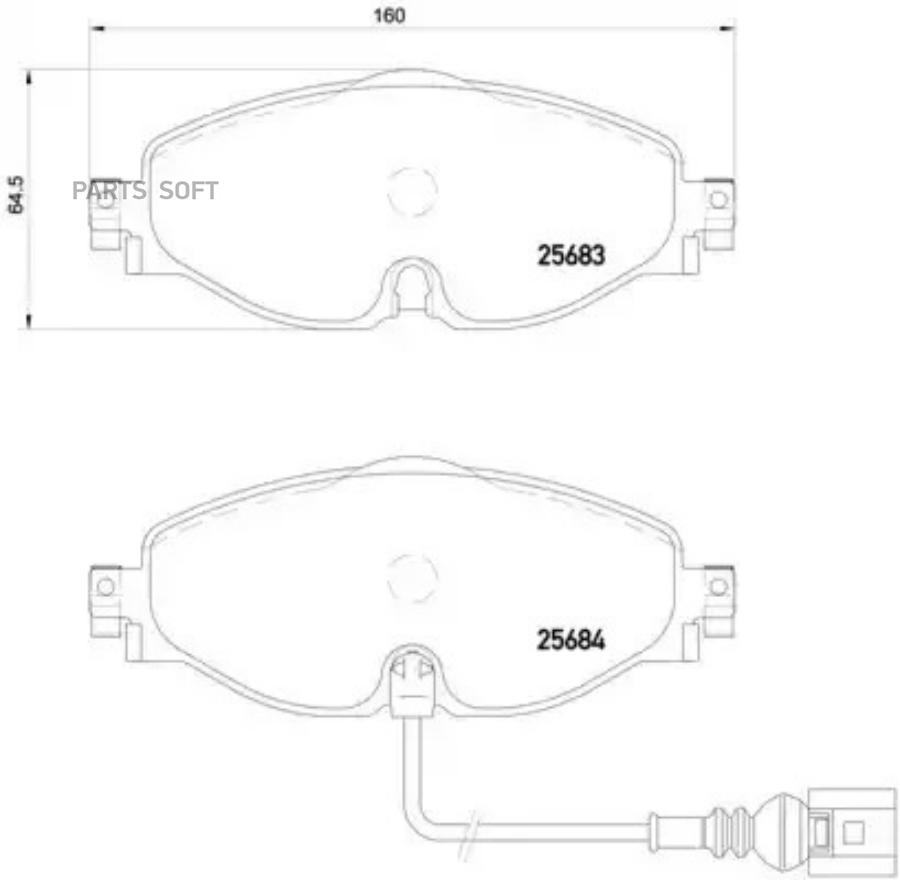 

Колодки торм.пер. AUDI A3/SEAT LEON/SKODA OCTAVIA/VW GOLF 1.2-2.0 12-> BREMBO