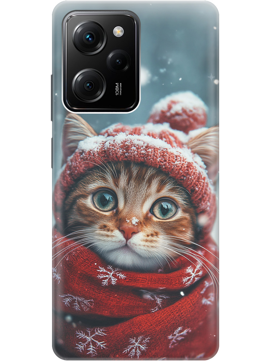 

Силиконовый чехол на Xiaomi Poco X5 Pro 5G с принтом "Котик и снегопад", Прозрачный;белый;желтый;красный;синий, 767959712