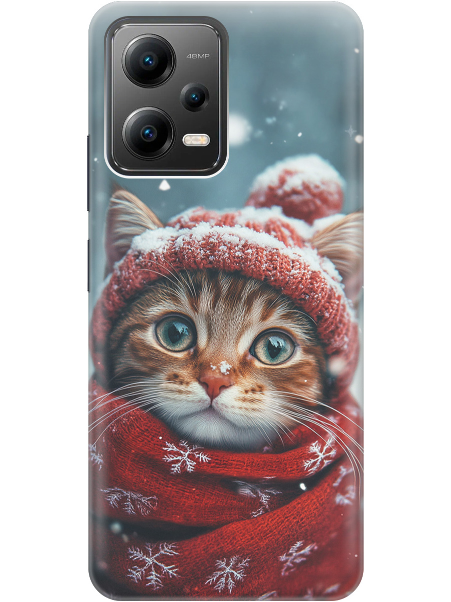 

Силиконовый чехол на Xiaomi Poco X5 5G с принтом "Котик и снегопад", Прозрачный;белый;желтый;красный;синий, 767959612