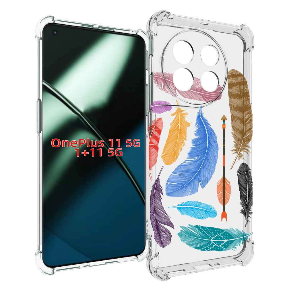 

Чехол MyPads разноцветные перья для OnePlus 11, Прозрачный, Tocco