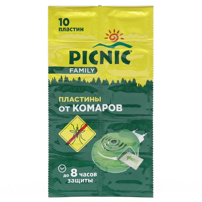 фото Пластины от комаров "picnic family", с растительными экстрактами, 10 шт