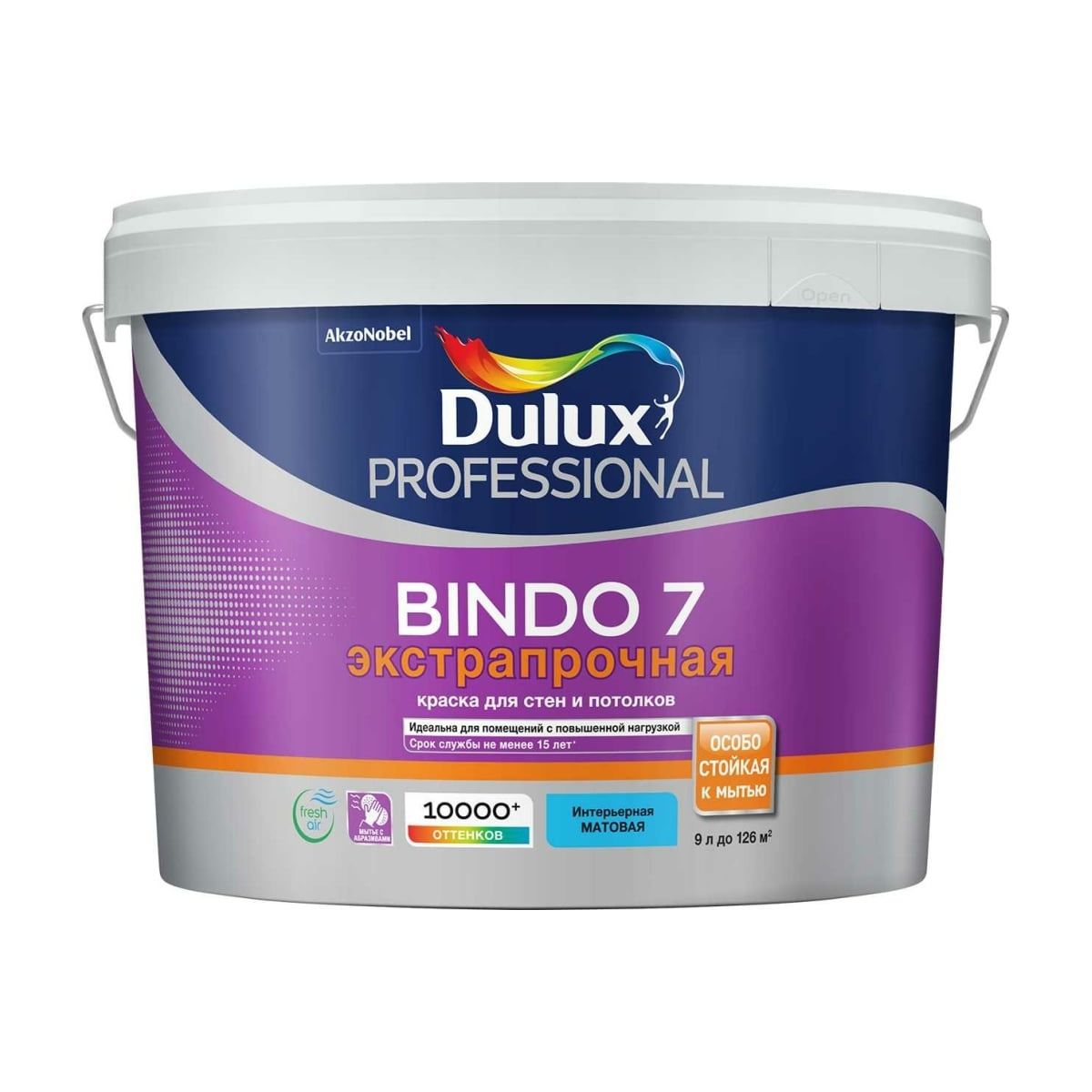 фото Краска dulux professional bindo 7 (9 л bw ) матовая для стен и потолков