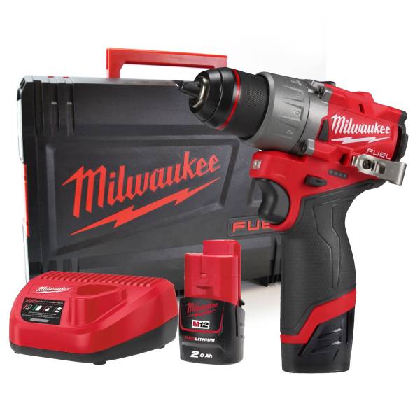 Аккумуляторная дрель-шуруповерт Milwaukee M12 FDD2-202X 4933479873,c 2 АКБ 2 Ач и ЗУ milwaukee акк дрель ш m12 fdd 202x fuel li ion2aч шт 4933459816