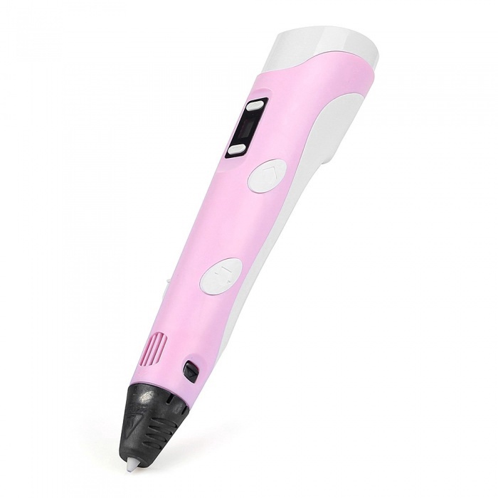 фото 3d ручка pen-2 для детей дисплей и набор пластика pla (3 цвета, 9 метров), розовый nobrand