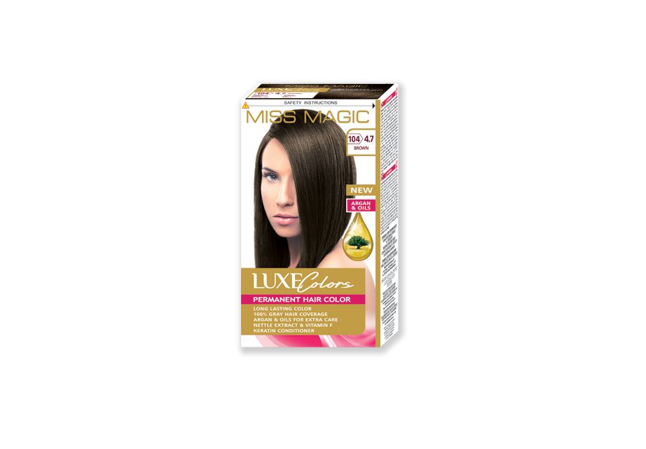 Краска Miss Magic Luxe Colors д волос 104 4.7 шоколад краска уход для волос loreal paris casting natural gloss без аммиака оттенок 323 горький шоколад