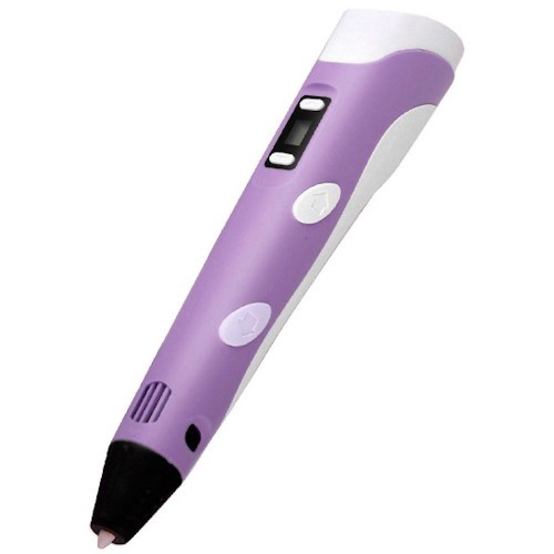 3D ручка Pen-2 для детей дисплей и набор пластика PLA (3 цвета, 9 метров), сиреневый