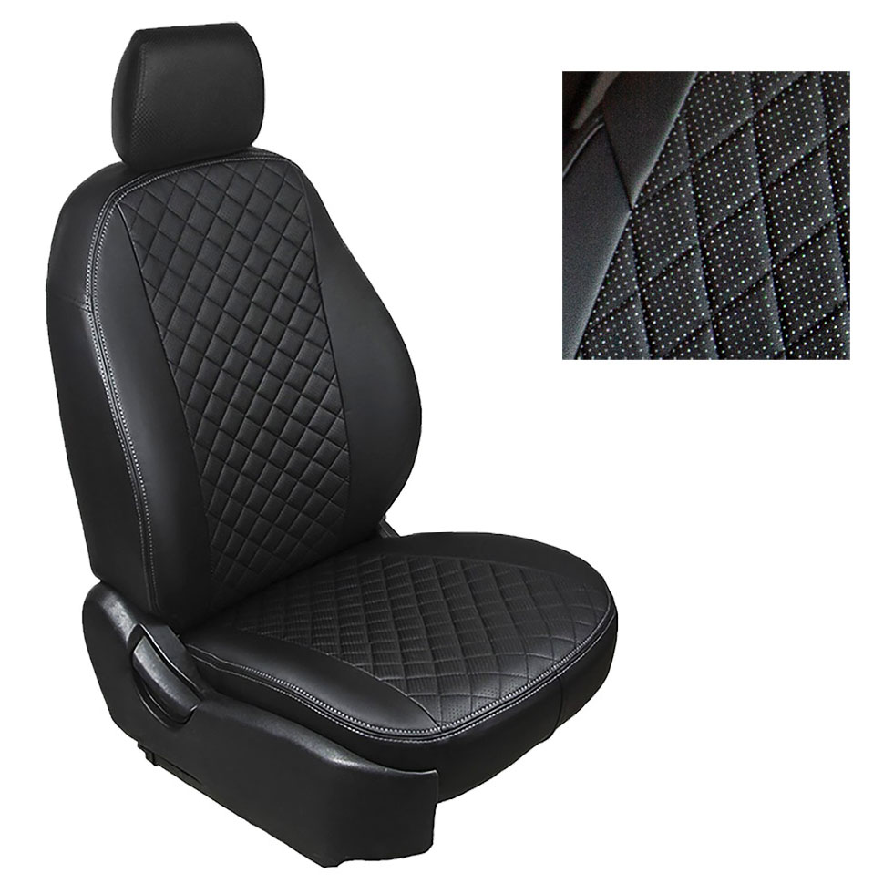 

Чехлы из алькантары Ромб Seintex для KIA Rio Sd 40/60 2011-2017 (черные, 96023)
