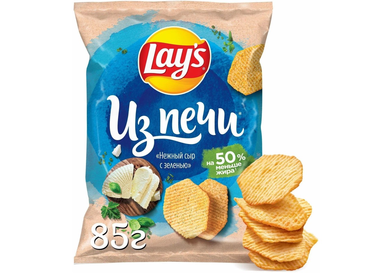 Чипсы Lay's Из печи картофельные, со вкусом нежного сыра и зелени, 14x85 г