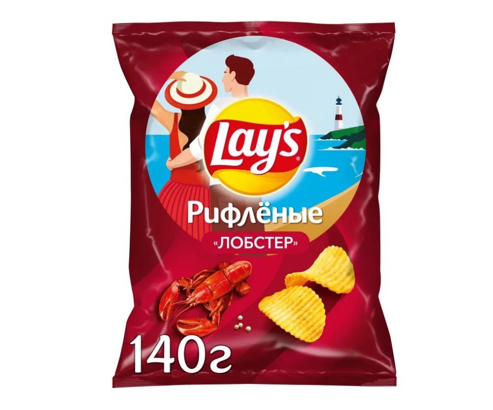 Чипсы Lay's картофельные, рифленые, со вкусом лобстера, 19x140 г