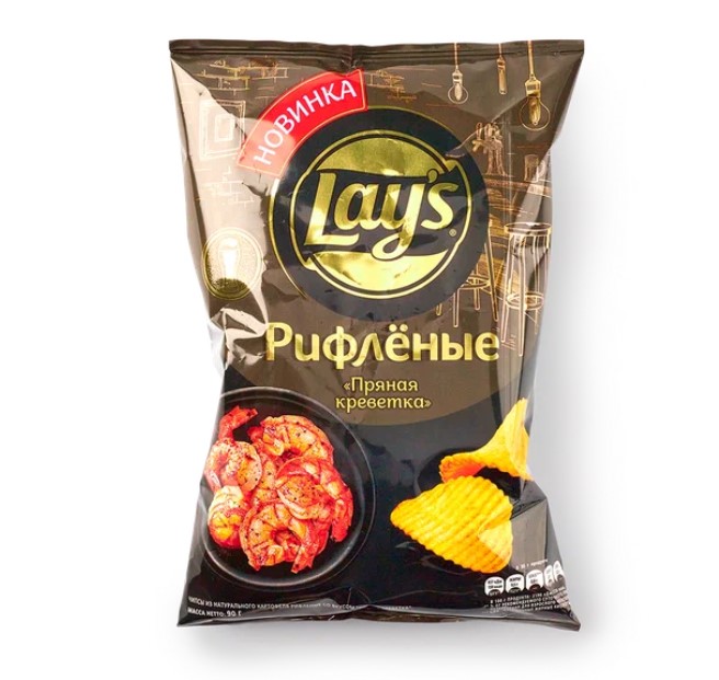 

Чипсы Lay's картофельные, рифленые, со вкусом пряной креветки, 24x90 г