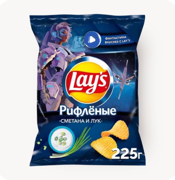 Чипсы Lay's картофельные, рифленые, со вкусом сметаны и лука, 14x225 г