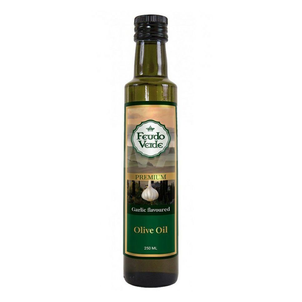 Оливковое масло Feudo Verde Extra Virgin нерафинированное с чесноком 250 мл