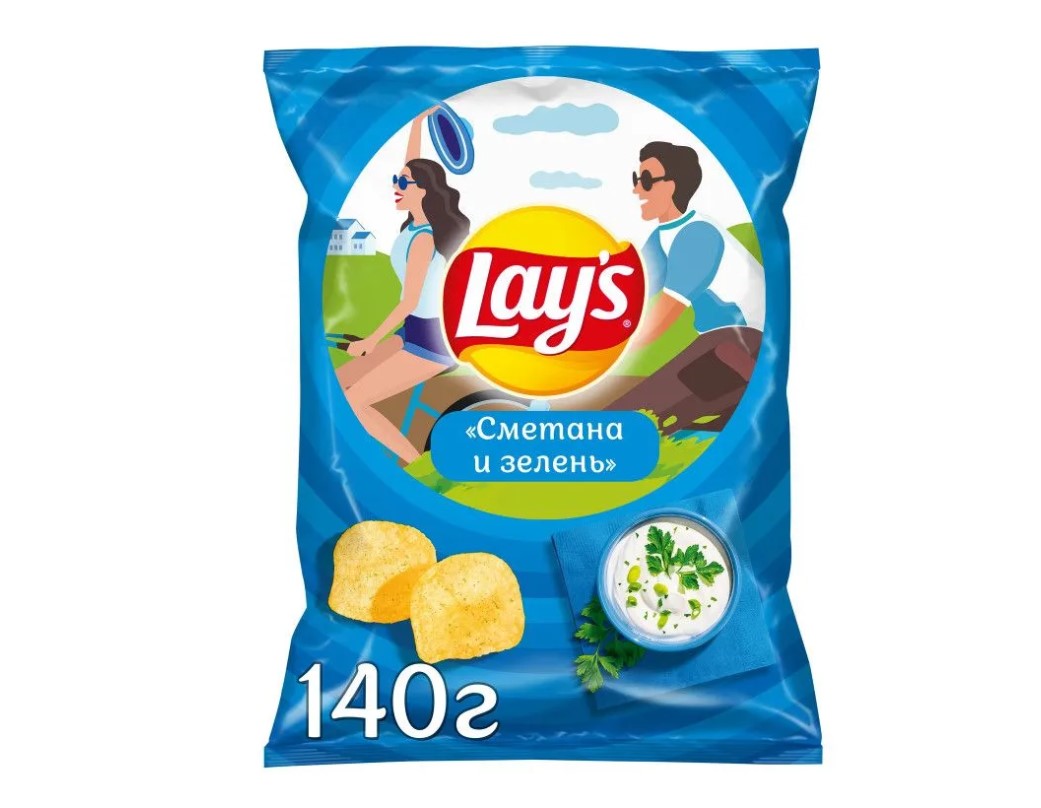 

Чипсы Lay's картофельные, со вкусом сметаны и зелени, 19x140 г