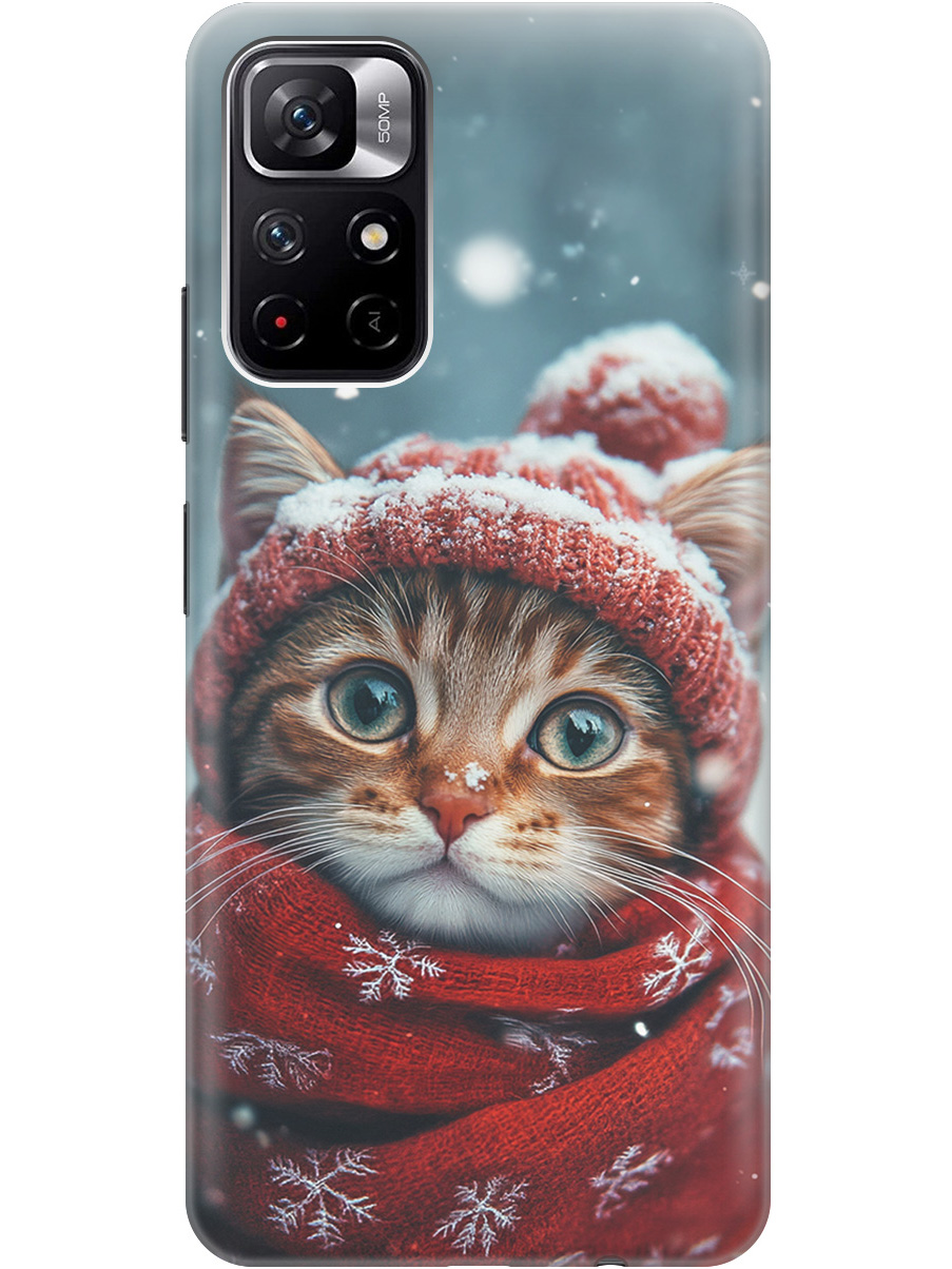 

Силиконовый чехол на Poco M4 Pro 5G с принтом "Котик и снегопад", Прозрачный;белый;желтый;красный;синий, 734580712