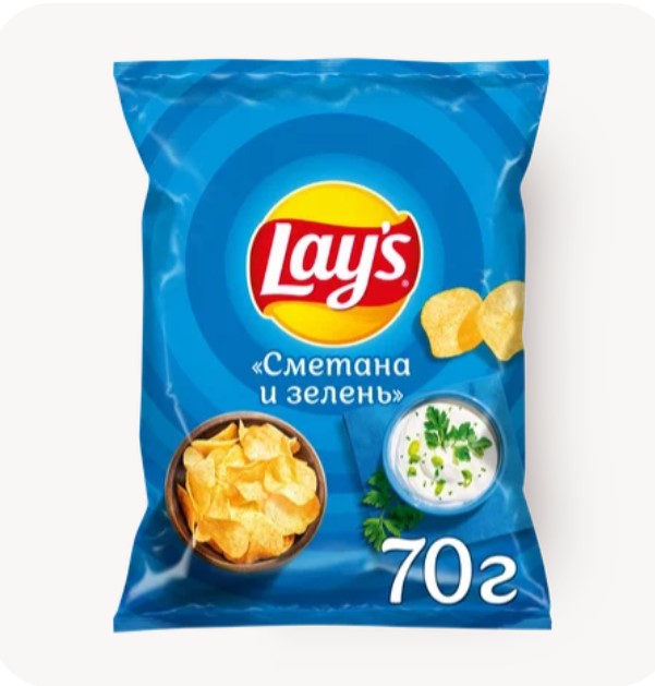 

Чипсы Lay's картофельные, со вкусом сметаны и зелени, 25x70 г