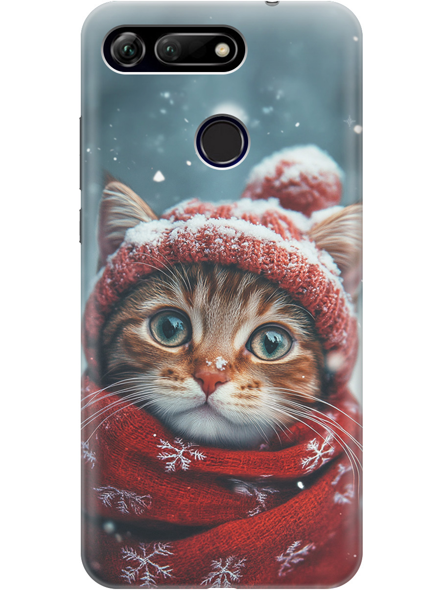

Силиконовый чехол на Honor View 20 (V20) с принтом "Котик и снегопад", Прозрачный;белый;желтый;красный;синий, 720257712
