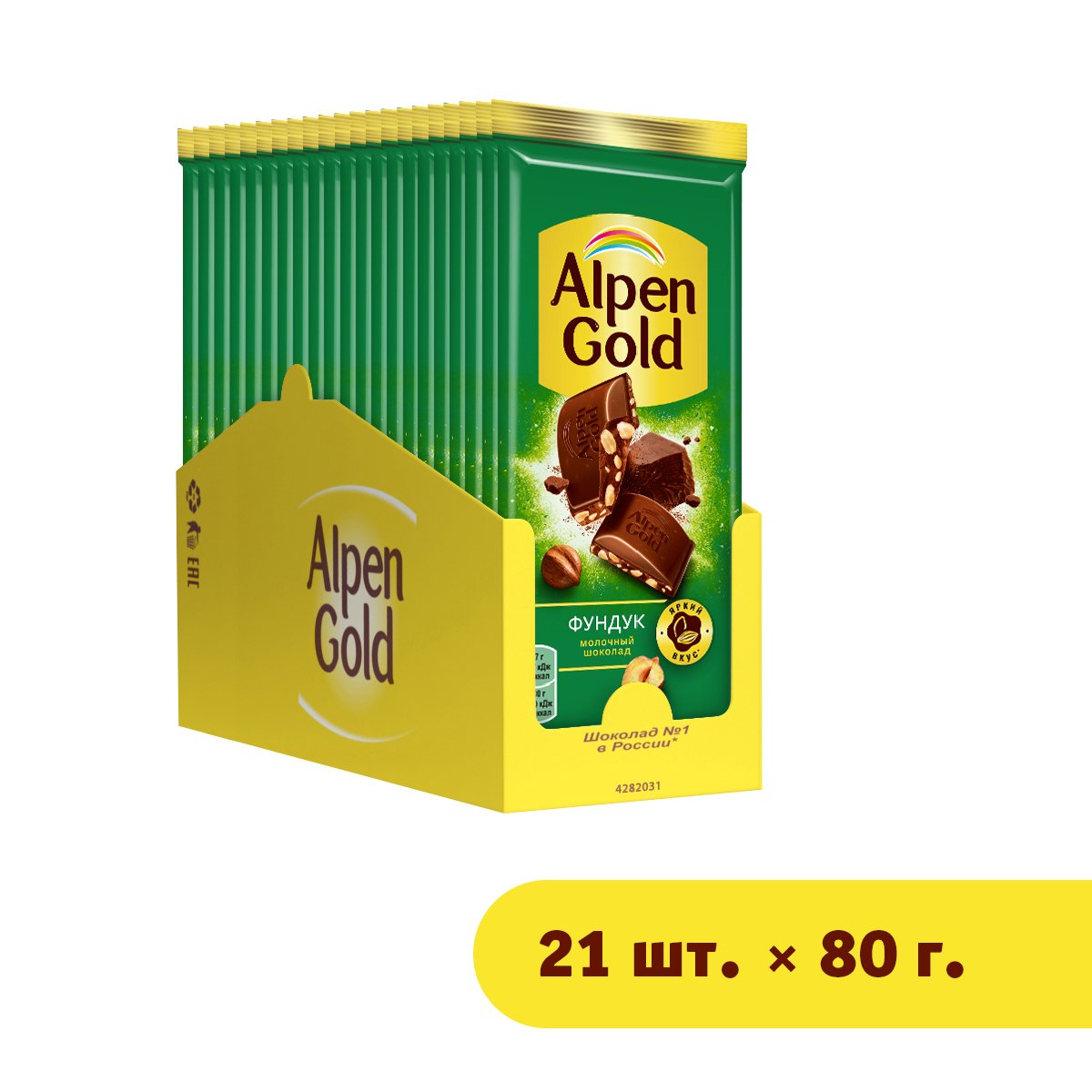 

Шоколад Alpen Gold молочный, с фундуком, 21x80 г