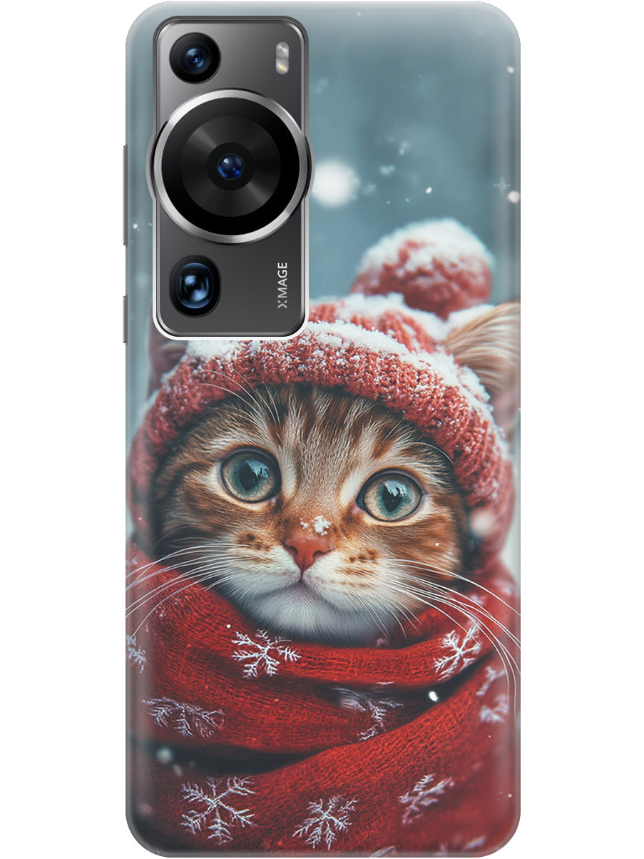 

Силиконовый чехол на Huawei P60 Pro с принтом "Котик и снегопад", Прозрачный;белый;желтый;красный;синий, 772620812