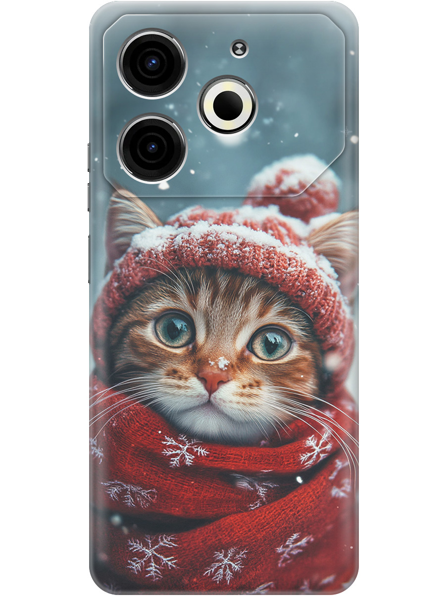 

Силиконовый чехол на Tecno Pova 6 Neo с принтом "Котик и снегопад", Прозрачный;белый;желтый;красный;синий, 782634812