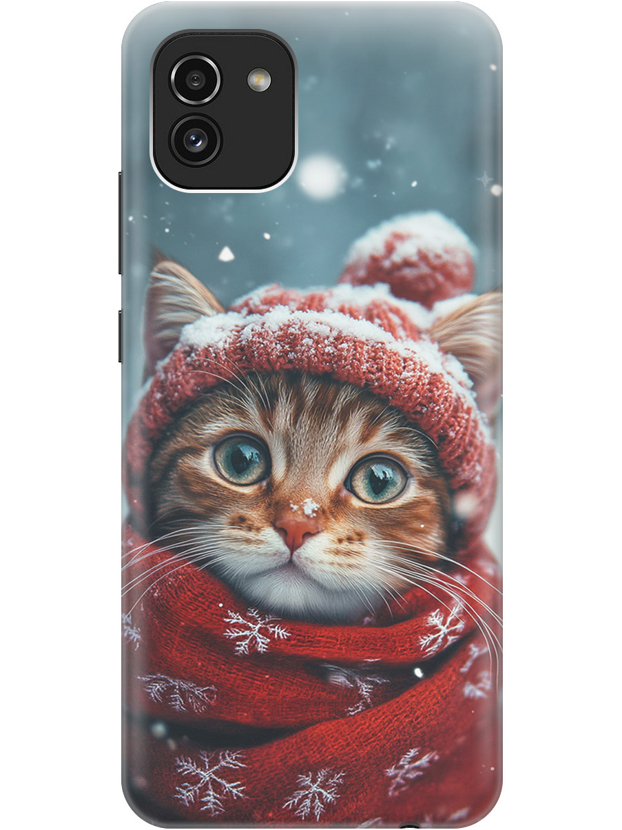 

Силиконовый чехол на Samsung Galaxy A03 с принтом "Котик и снегопад", Прозрачный;белый;желтый;красный;синий, 735001312