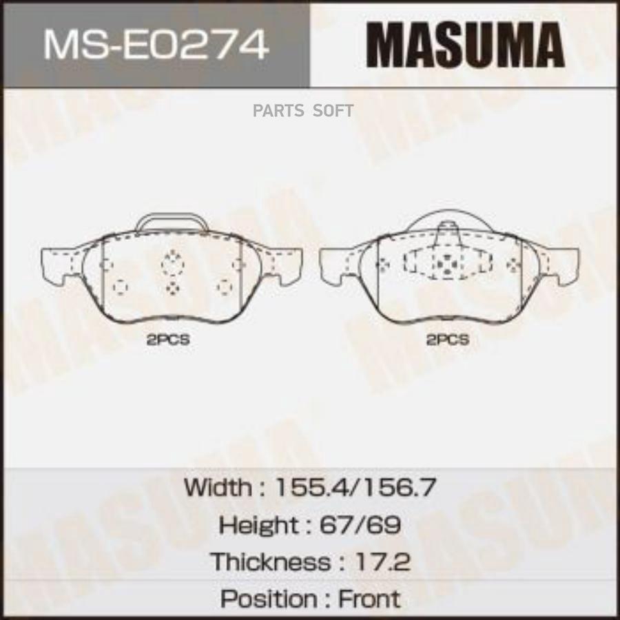 

Колодки Дисковые Masuma, An-4662K, P68048 Front (1/6) Masuma Mse0274