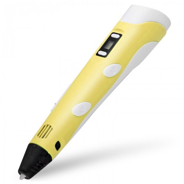 фото 3d ручка pen-2 для детей дисплей и набор пластика (3 цвета, 9 метров), желтый nobrand