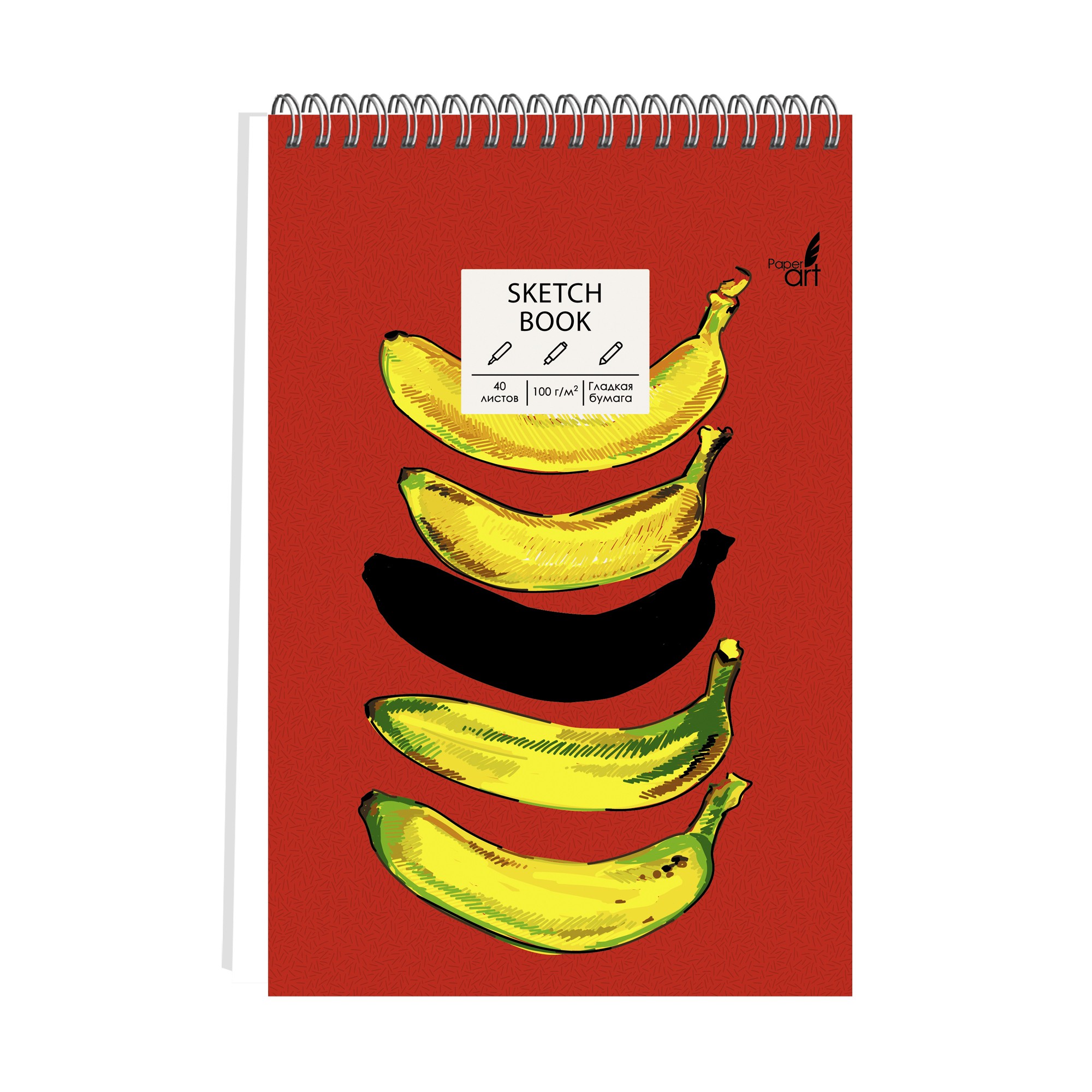 

Скетчбук Paper Art SKETCHBOOK. Banana brain (А5,40л,100 г/м2,евроспираль) ТС5404829