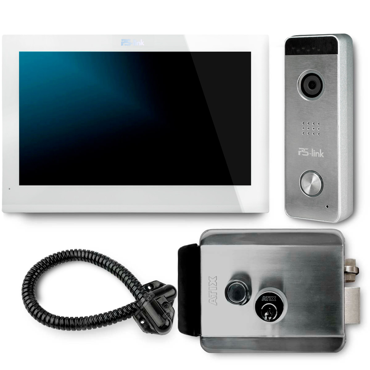 Комплект видеодомофона с вызывной панелью и эл. механическим замком Ps-Link KIT-130TDP-SS