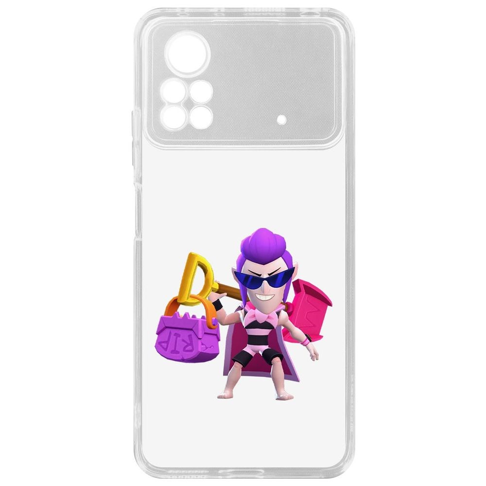 

Чехол-накладка Кейс Brawl Stars-Пляжный Мортис для Poco X4 Pro 5G, Прозрачный