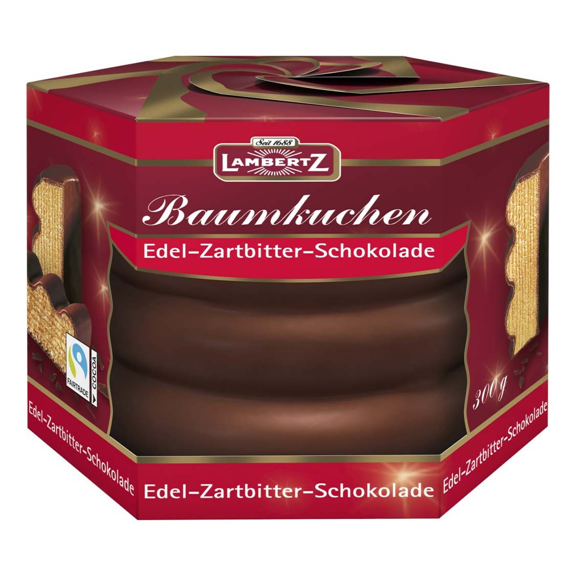 Печенье Lambertz Baumkuchen в темном шоколаде 300 г
