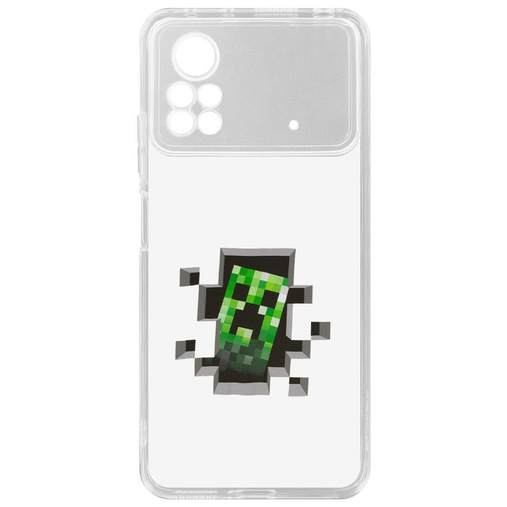 

Чехол-накладка Кейс Minecraft-Крипер для Poco X4 Pro 5G, Прозрачный