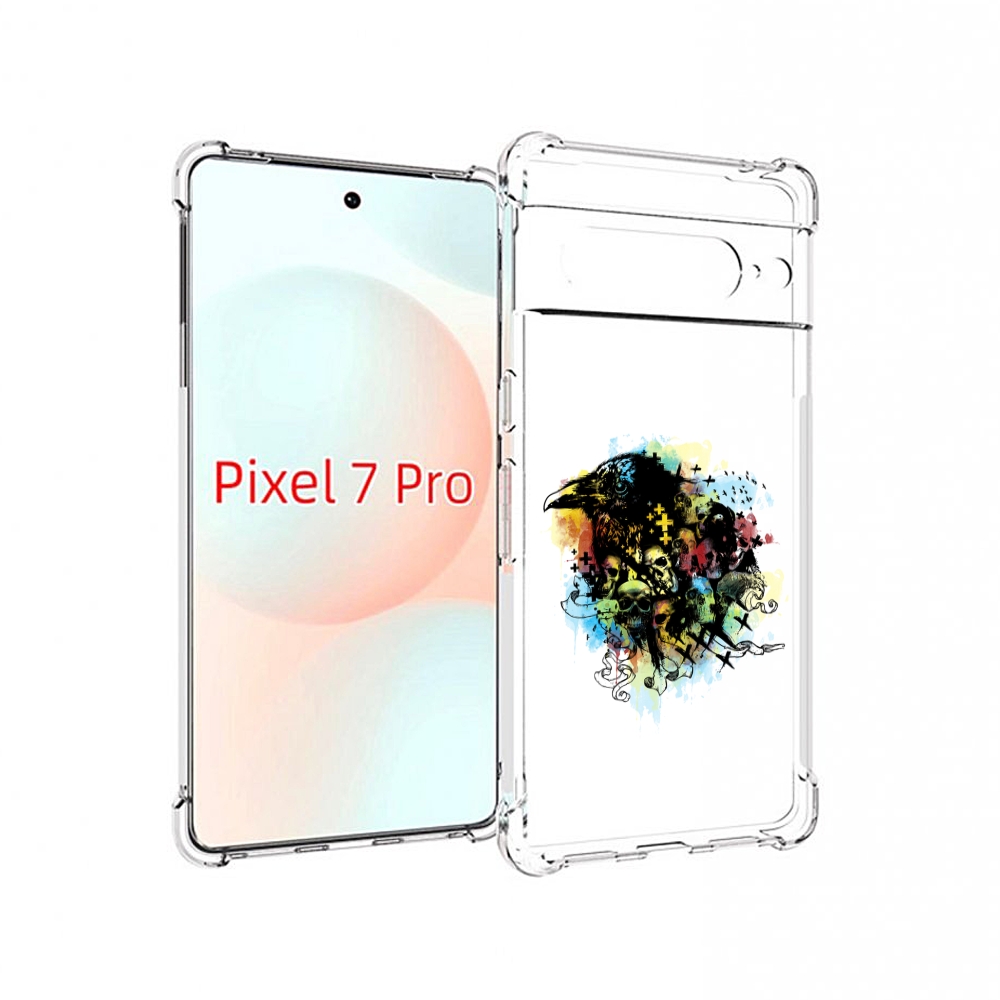 

Чехол Mypads Ворон И Черепа Для Google Pixel 7 Pro, Прозрачный, Tocco