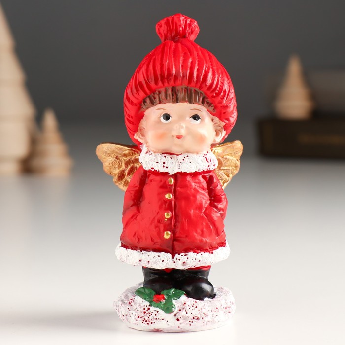 

Новогодний сувенир Ангелочек в шубке и шапке золотые крылья 9491442 6,3х5,1х11,2 см, Красный, Ангелочек в шубке и шапке золотые крылья