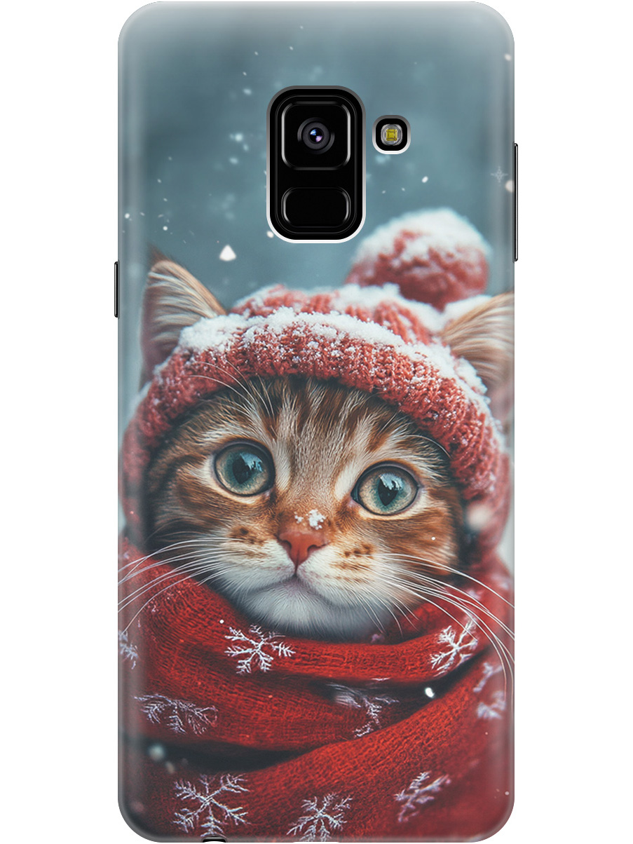 

Силиконовый чехол на Samsung Galaxy A8 (2018) с принтом "Котик и снегопад", Прозрачный;белый;желтый;красный;синий, 716847512