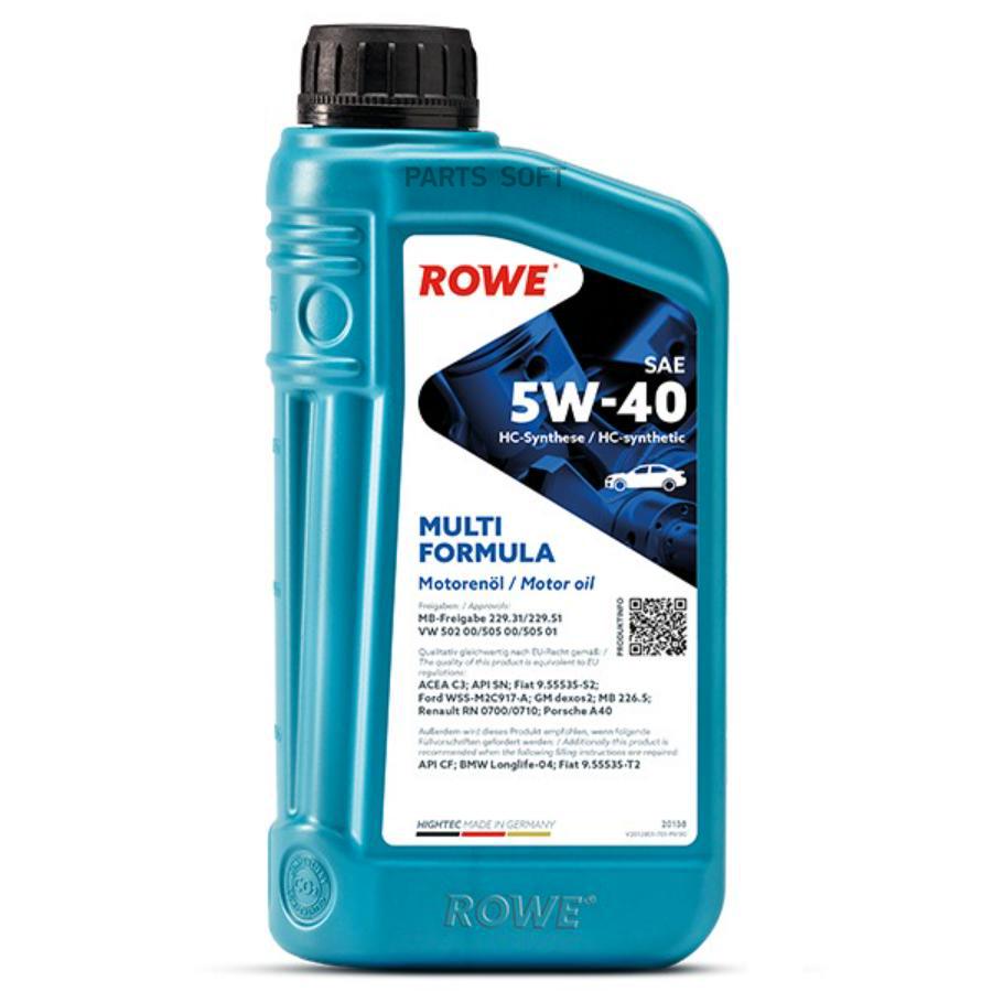 

Моторное масло ROWE синтетическое Hightec 5w40 Multi Formula Acea C3,Api Sn 1л