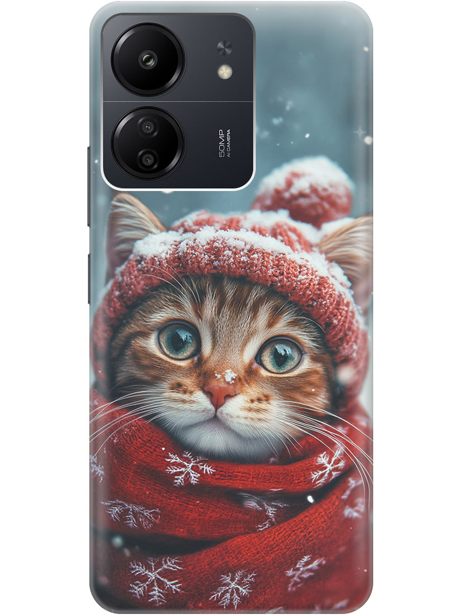 

Силиконовый чехол на Xiaomi Redmi 13C / Poco C65 с принтом "Котик и снегопад", Прозрачный;белый;желтый;красный;синий, 777767712