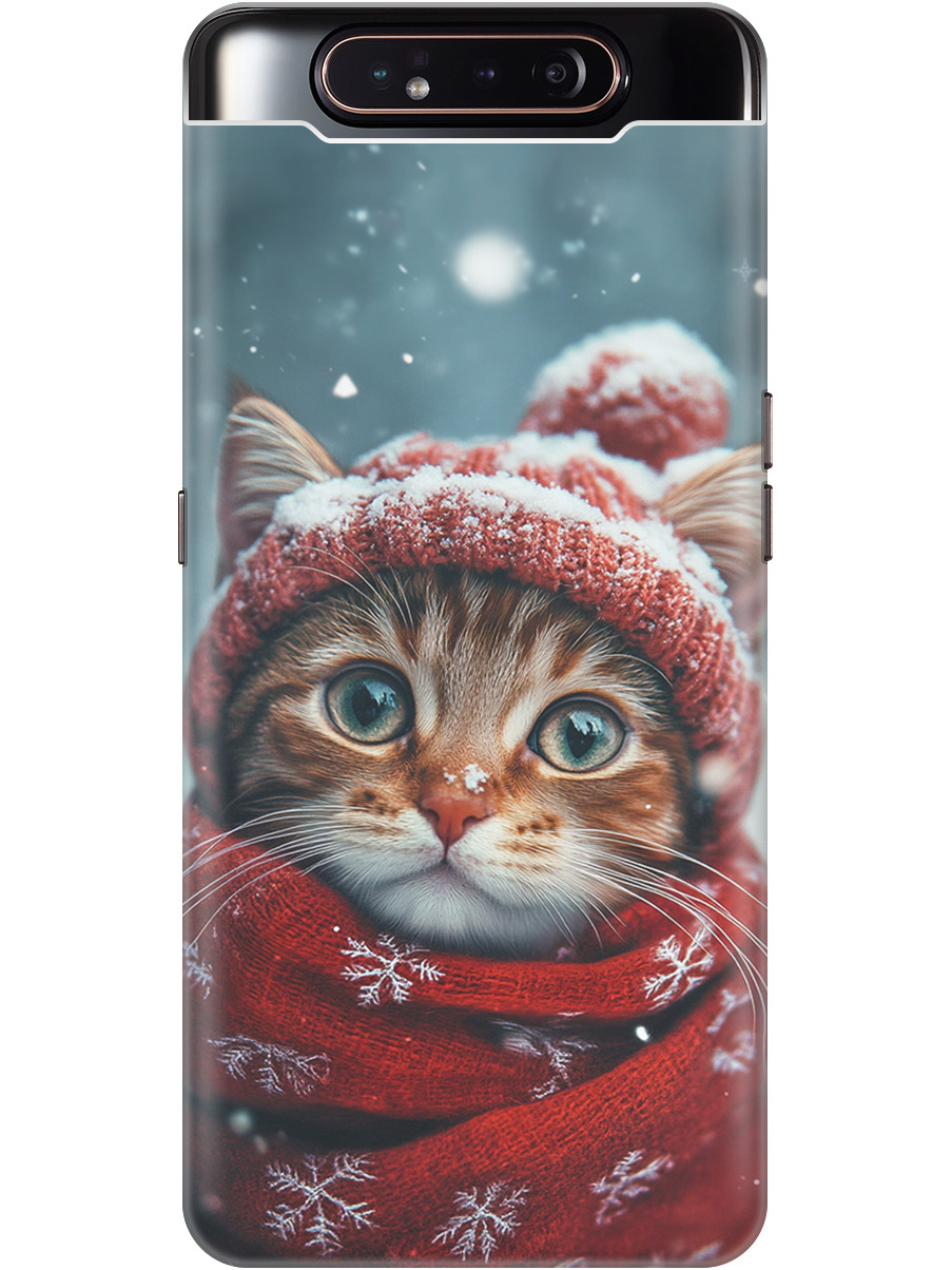 

Силиконовый чехол на Samsung Galaxy A80 / A90 с принтом "Котик и снегопад", Прозрачный;белый;желтый;красный;синий, 721421512