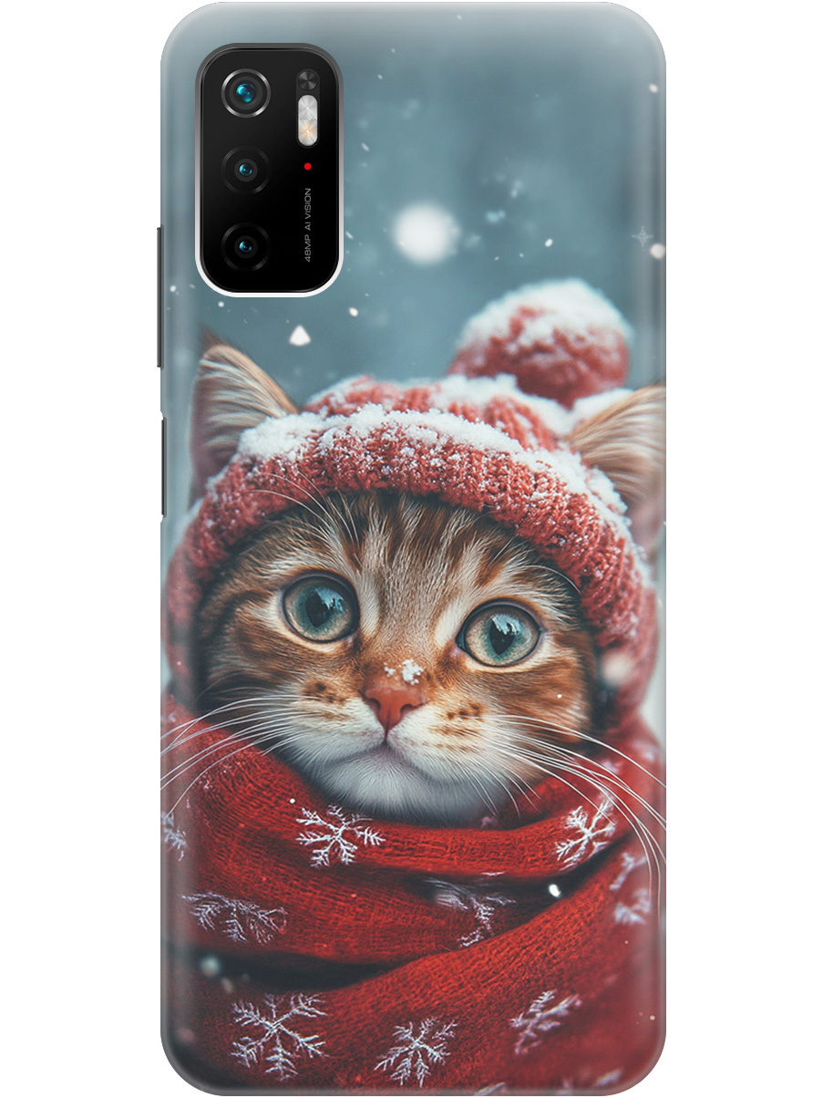 

Силиконовый чехол на Xiaomi Redmi Note 10T / Poco M3 Pro с принтом "Котик и снегопад", Прозрачный;белый;желтый;красный;синий, 730837112