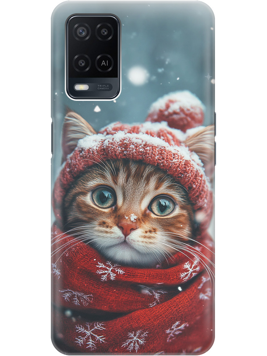 

Силиконовый чехол на Oppo A54 с принтом "Котик и снегопад", Прозрачный;белый;желтый;красный;синий, 726147112