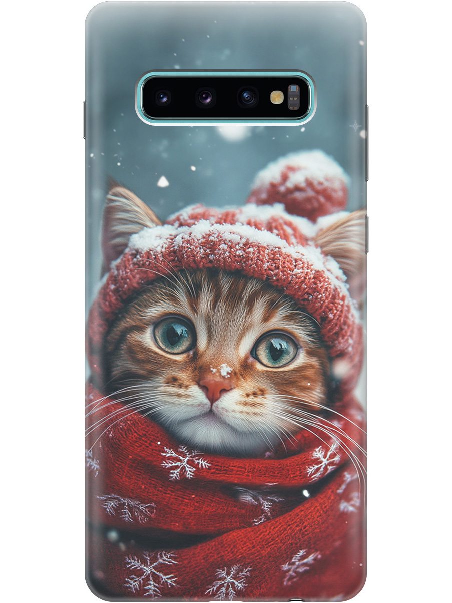 

Силиконовый чехол на Samsung Galaxy S10+ с принтом "Котик и снегопад", Прозрачный;белый;желтый;красный;синий, 720461112