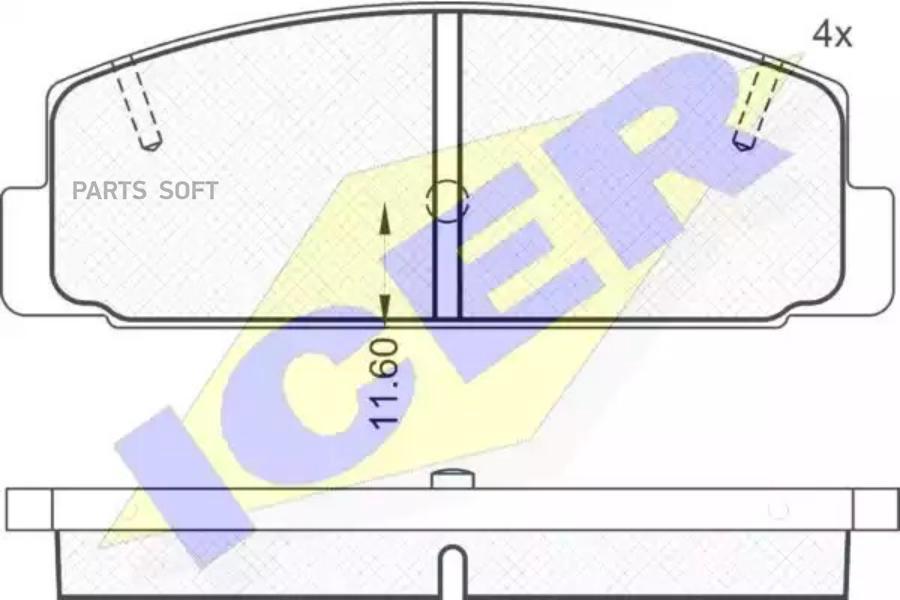 

Колодки торм.зад. MAZDA 6 1.8/2.0-D/2.3-AWD 6/02->, 626 2.2 12V 4WD ICER