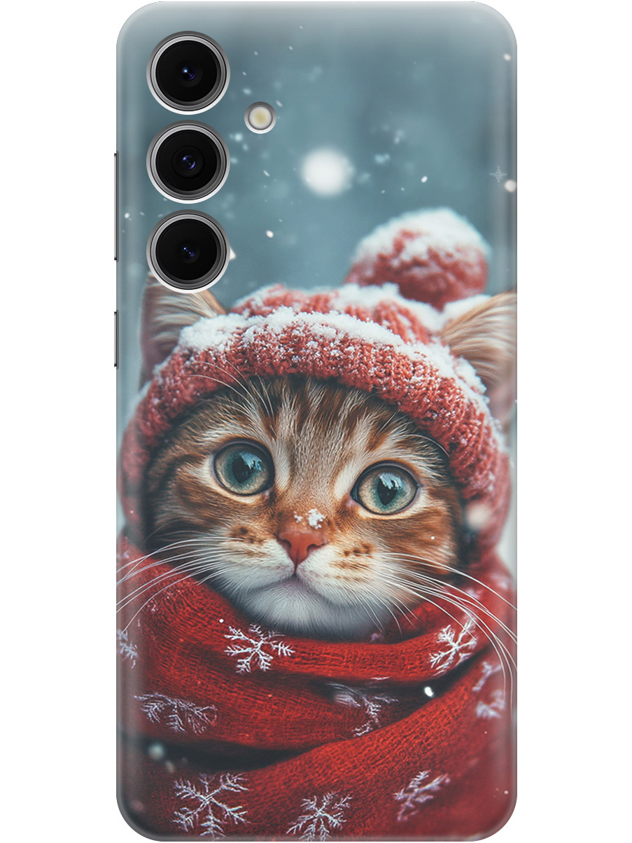 

Силиконовый чехол на Samsung Galaxy S24 FE с принтом "Котик и снегопад", Прозрачный;белый;желтый;красный;синий, 786718112