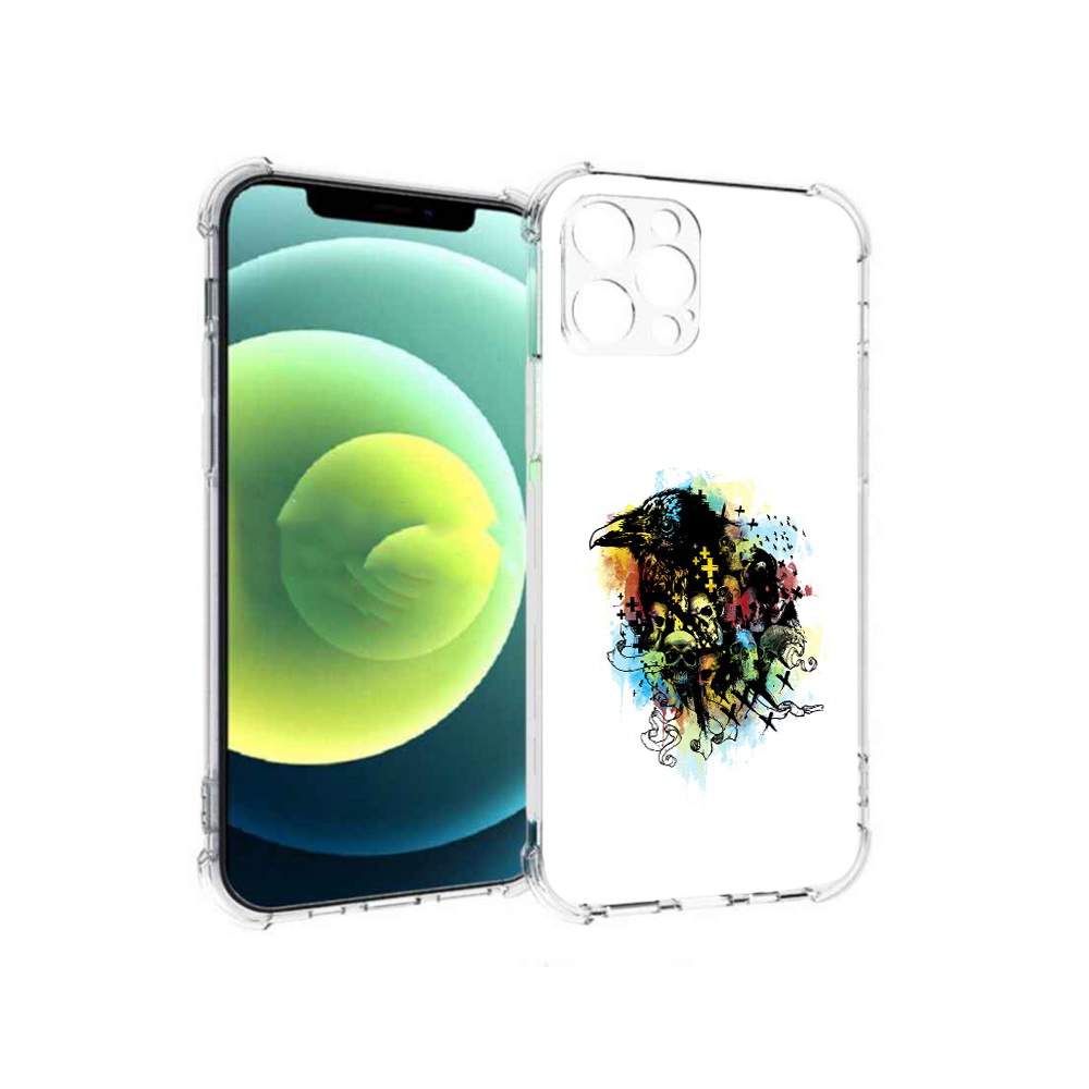 

Чехол MyPads Tocco для Apple iPhone 12 Pro ворон и черепа (PT157529.613.273), Прозрачный, Tocco