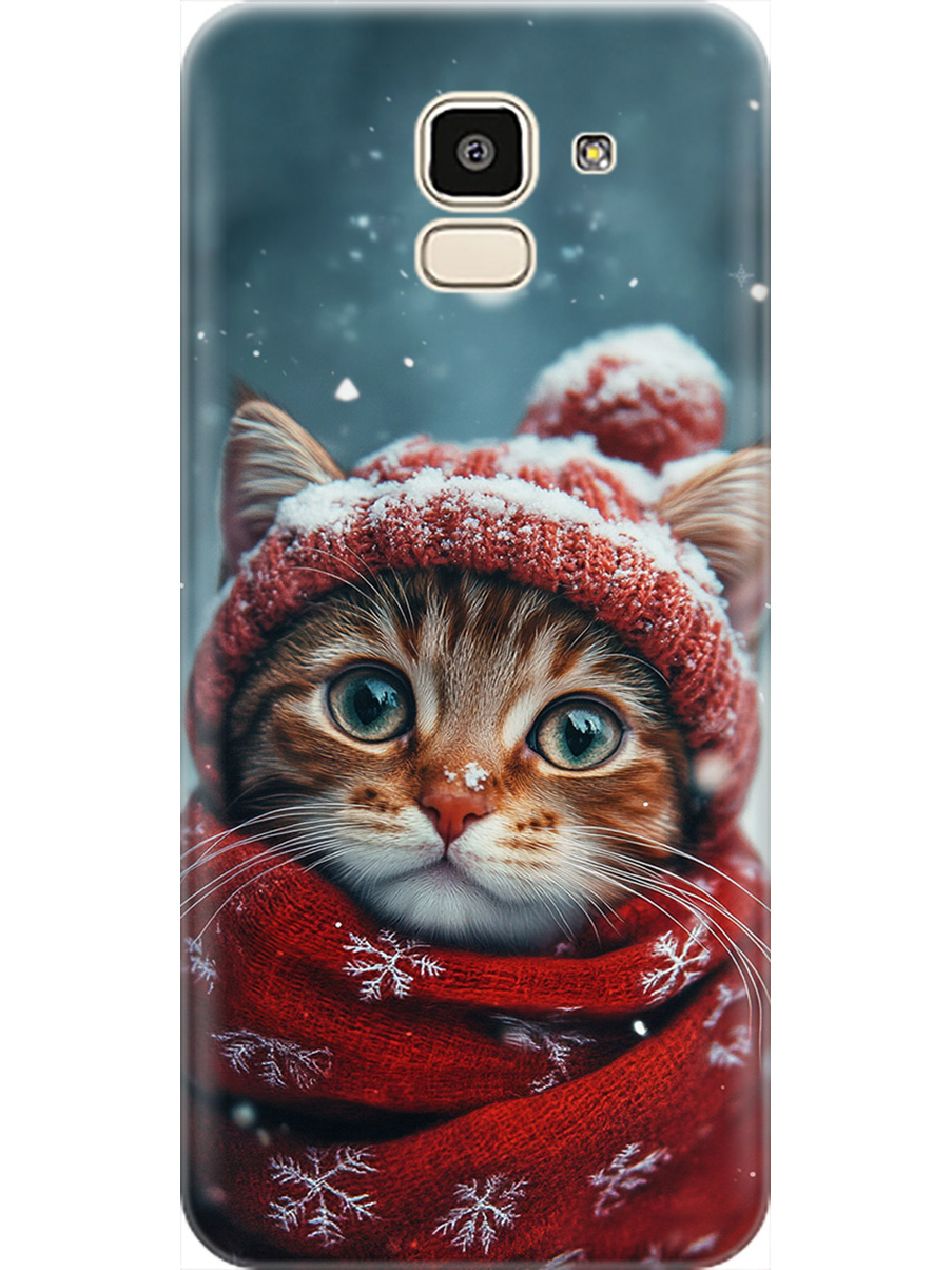 

Силиконовый чехол на Samsung Galaxy J6 (2018) с принтом "Котик и снегопад", Прозрачный;белый;желтый;красный;синий, 718359012